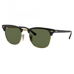 Ray-Ban Clubmaster Polished Black/Gold Sunglasses w/G-15 Green Polarized Lenses 0RB3016-901/58-51
