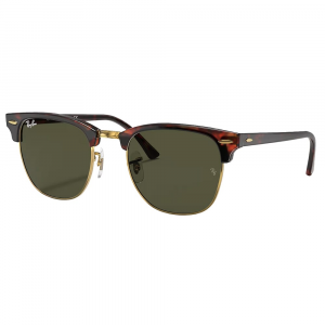 Ray-Ban Clubmaster Polished Tortoise/Gold Sunglasses w/G-15 Green Polarized Lenses 0RB3016-990/58-51