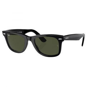 Ray-Ban Wayfarer Polished Black Sunglasses w/G-15 Green Polarized Lenses 0RB2140-901/58-54
