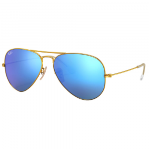 Ray-Ban Aviator Flash Matte Gold Sunglasses w/Grey & Blue Mirror Lenses 0RB3025-112/17-58