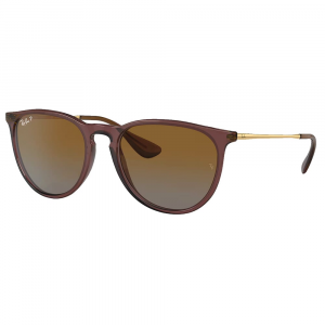 Ray-Ban Erika Polished Transparent Dark Brown Sunglasses w/Brown Gradient Polarized Lenses 0RB4171-6593T5-54
