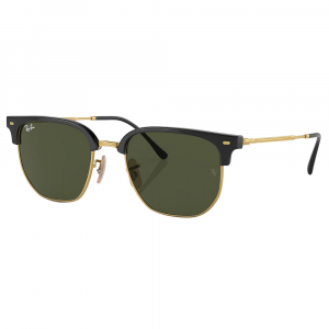 Ray-Ban New Clubmaster Polished Black/Gold Sunglasses w/G-15 Green Lenses 0RB4416-601/31-53