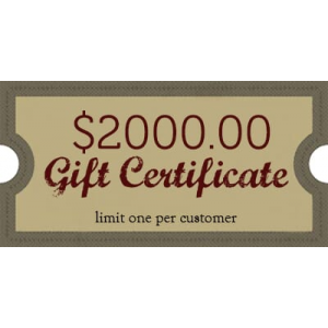 Thank You for Ordering! A $2000 Gift Card will be Mailed to You Separate from Your Purchase. Only redeemable by phone.