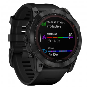 Garmin fenix 7X Sapphire Solar Black DLC Titanium w/Black Band Smartwatch 010-02541-22 - Garmin