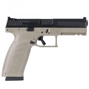 CZ-USA P-10 F 9mm 10rd FDE Handgun w/Polymer Frame, Nitride Slide, Fixed Sights, 3 Back Straps, Rev Mag Catch 81541 - Cz-Usa