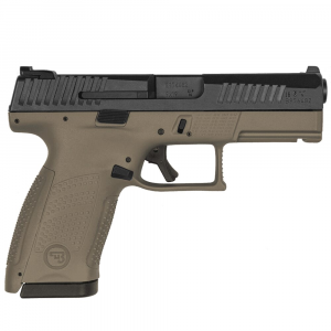 CZ-USA P-10 C 9mm 15rd FDE Handgun w/Polymer Frame, Nitride Slide, Fixed Sights, 3 Back Straps, Rev Mag Catch 89532 - Cz-Usa