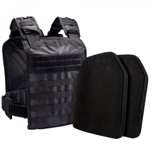 BulletSafe Black Tactical Plate Carrier Kit w/(2) Level IV Plates BS54004B-K - Bulletsafe