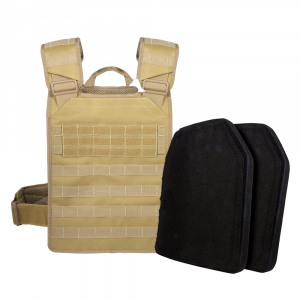 BulletSafe Dark Earth Tactical Plate Carrier Kit w/(2) Level IV Plates BS54004DE-K - Bulletsafe