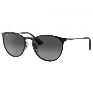 Ray-Ban Erika Metal Polished Black Sunglasses w/Grey-to-Light Grey Gradient Polarized Lenses 0RB3539-002/T3-54