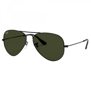 Ray-Ban Aviator Classic Polished Black Sunglasses w/G-15 Green Lenses 0RB3025-L2823-58