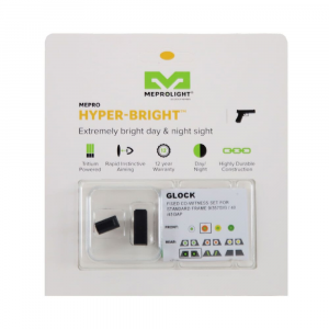 Meprolight Hyper-Bright Co-Witness Glock Std Frame 9/357SIG/40/45GAP Orange Ring/Green Fixed Pistol Sight Set 040224318031 - Meprolight Usa