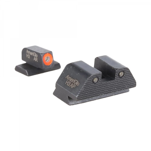 Ameriglo Trooper Grn Trit w/Orange Outline F, Grn Trit w/Serrated Black Outline Sq Rear 3-Dot Night Sight for S&W M&P (2.0 Core Dovetail) SW-817 - Ameriglo