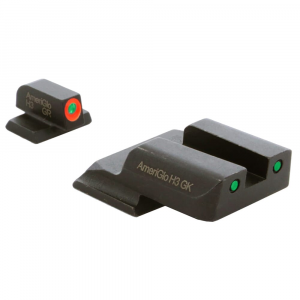 Ameriglo Spartan Grn Trit w/Orange Outline Front, Grn Trit w/Black Outline Rear 3-Dot Night Sight for S&W M&P Shield (Excl. EZ) SW-456 - Ameriglo