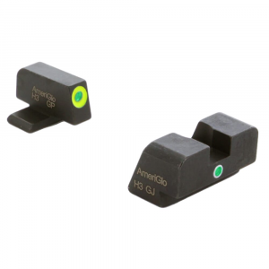 Ameriglo i-Dot Grn Trit w/LumiGreen Outline Front, Grn Trit Rear Night Sight for FN 2023 High Power FN-301 - Ameriglo