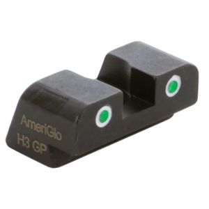 Ameriglo Green Tritium 2-Dot w/White Outlines .27"H .165" Sq Notch #10 Rear Sight for Most Sig/Springfield Models, Hellcat (non OSP) XD-191R - Ameriglo