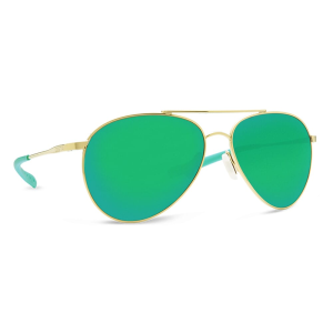 Costa Piper Shiny Gold Frame Sunglasses w/Green Mirror 580P Lenses 06S6003-60030558 - Costa Del Mar