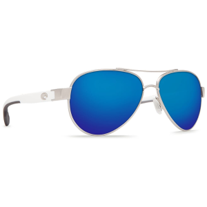 Costa Loreto Palladium w/White Temples Frame Sunglasses w/Blue Mirror 580P Lenses 06S4006-40060556 - Costa Del Mar