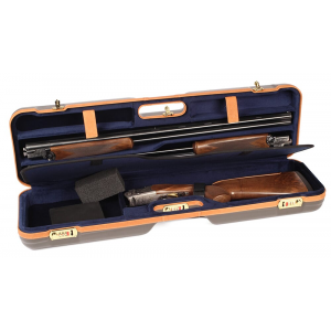 Negrini One Gun - Two Barrels OU SXS Skeet Trap Hunting ABS Brown with Tan Leather and Blue interior. 1621BLX/5388