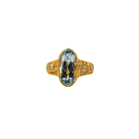 Alex Sepkus 18k and Diamond "The Magic Flute" Ring with 8 Diamonds (app. 0.19ct) and Aquamarine (4.89ct) R-224