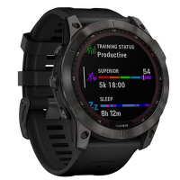 Garmin fenix 7X Sapphire Solar Carbon Gray DLC Titanium w/Black Band Smartwatch 010-02541-10