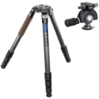 Leofoto LN Heavy Duty Series LN-364C Carbon Fiber Tripod w/75mm Bowl, Bag, Ball Head/Leveling Base Kit LN-364C-MH-60-PANNING-BALL-HEAD-WITH-HANDLEBAR