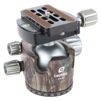 Leofoto LH-40 40mm Low Profile Camo Ball Head w/QP-70N QR Plate, Case, & Independent Pan Lock; Arca Compatible LH-40-QP-70N-CAMO