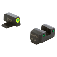 Ameriglo Trooper Grn Trit w/LumiGreen Outline F, Grn Trit w/Serrated Black Outline Sq Rear 3-Dot Night Sight for SIG (#6 F/#8 Rear) SG-820