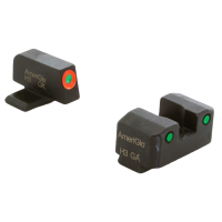 Ameriglo Trooper Grn Trit w/Orange Outline F, Grn Trit w/Serrated Black Outline Sq Rear 3-Dot Night Sight for SIG (#8 F/#8 Rear) SG-816