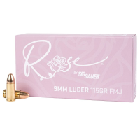 Sig Sauer Ammo 9mm 115gr Elite Ball Rose Full Metal Jacket 50/Box E9MMB1-ROSE-50