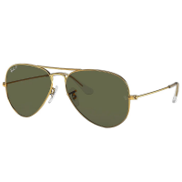 Like New Ray-Ban Aviator Gold/Arista Metal Sunglasses w/Polarized Green Classic G-15 Lenses 0RB3025-001/58-58