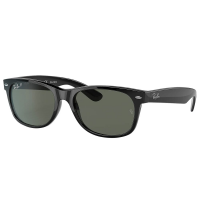 Like New Ray-Ban New Wayfarer Black Nylon Sunglasses w/Polarized Green Classic G-15 Lenses 0RB2132-901/58-55