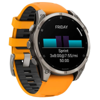 Garmin fenix 8 Sapphire 47mm Titanium/Bare/Graphite w/Spark Orange Band Smartwatch 010-02904-10