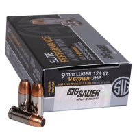 Sig Sauer Ammo 9mm 124gr Elite V-Crown JHP 50/Box E9MMA2-50