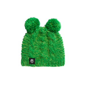 Turtle Fur Fluff Balls Beanie - Youth - Grass - Kids Ages 3-6 One Size Fits Most