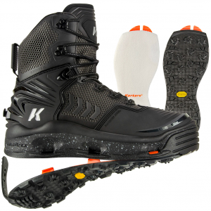 KORKERS River Ops Black/Cool Gray Wading Boot With Felt & Vibram Soles (FB5315)