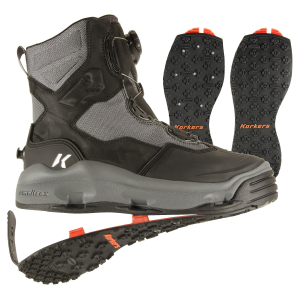 KORKERS Darkhorse Black/Gunmetal Fishing Boots with Kling-On and Studded Kling-On Soles (FB4720)