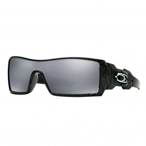 OAKLEY Oil Rig Polished Black Silver Ghost Text Frame/Black Iridium Lens Sunglasses (24-058)