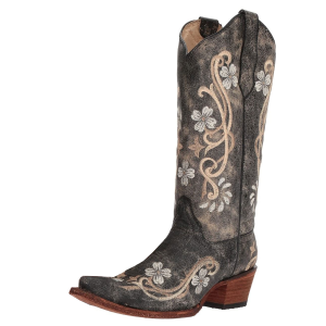 CORRAL Womens Black/Multi Color Floral Embroidery Boots (L5175-LD) - Corral