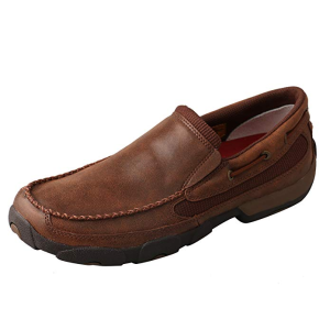 TWISTED X Mens Slip-on Driving Brown Moccasins (MDMS009) - Twisted X