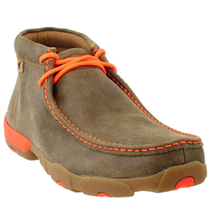 TWISTED X Mens Driving Bomber/Neon Orange Moccasins (MDM0019) - Twisted X
