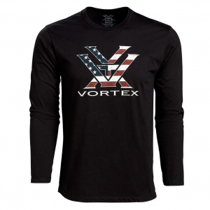 VORTEX Men's Stars and Stripes Long Sleeve T-Shirt (221-08-BLK)