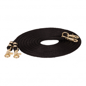 MUSTANG Poly Draw 1/2in x 16.5ft Black Reins (8144-D)
