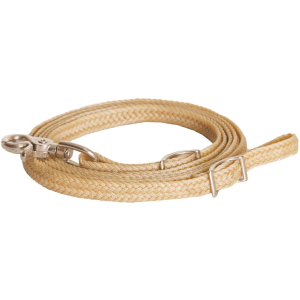 MUSTANG Waxed Braided Tan Roping Rein with Nickel Plated Hardware
