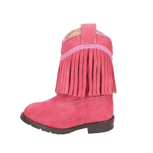 SMOKY MOUNTAIN BOOTS Girls Hopalong Pink Suede Western Boots (3574T)