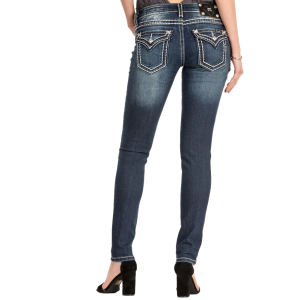 MISS ME Loose Saddle Stitch Border Skinny Jeans (JS5014S58)