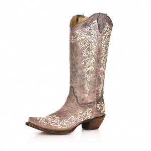 CORRAL Womens Crater Bone Embroidery Brown Boots (A1094-LD)