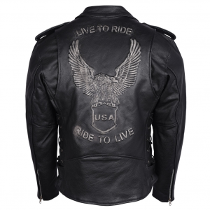 VANCE LEATHERS USA Men's Eagle Embossed Classic Biker Jacket