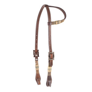 CASHEL Chocolate Slip Ear Headstall with Rawhide Trim (SA-HFCR)