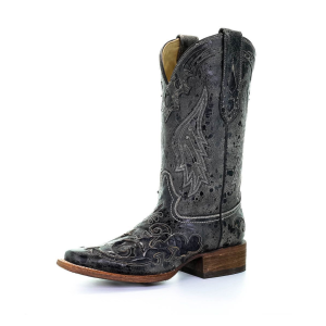 CORRAL Womens Black Snake Inlay Boots (A2402-LD) - Corral
