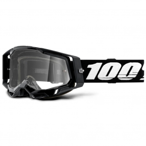 100% Racecraft 2 Motocross & Mountain Black/Clear Lens Biking Goggles with Nose Guard (50121-101-01)